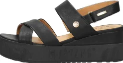 Mustang Sandalen Plat Zwart New