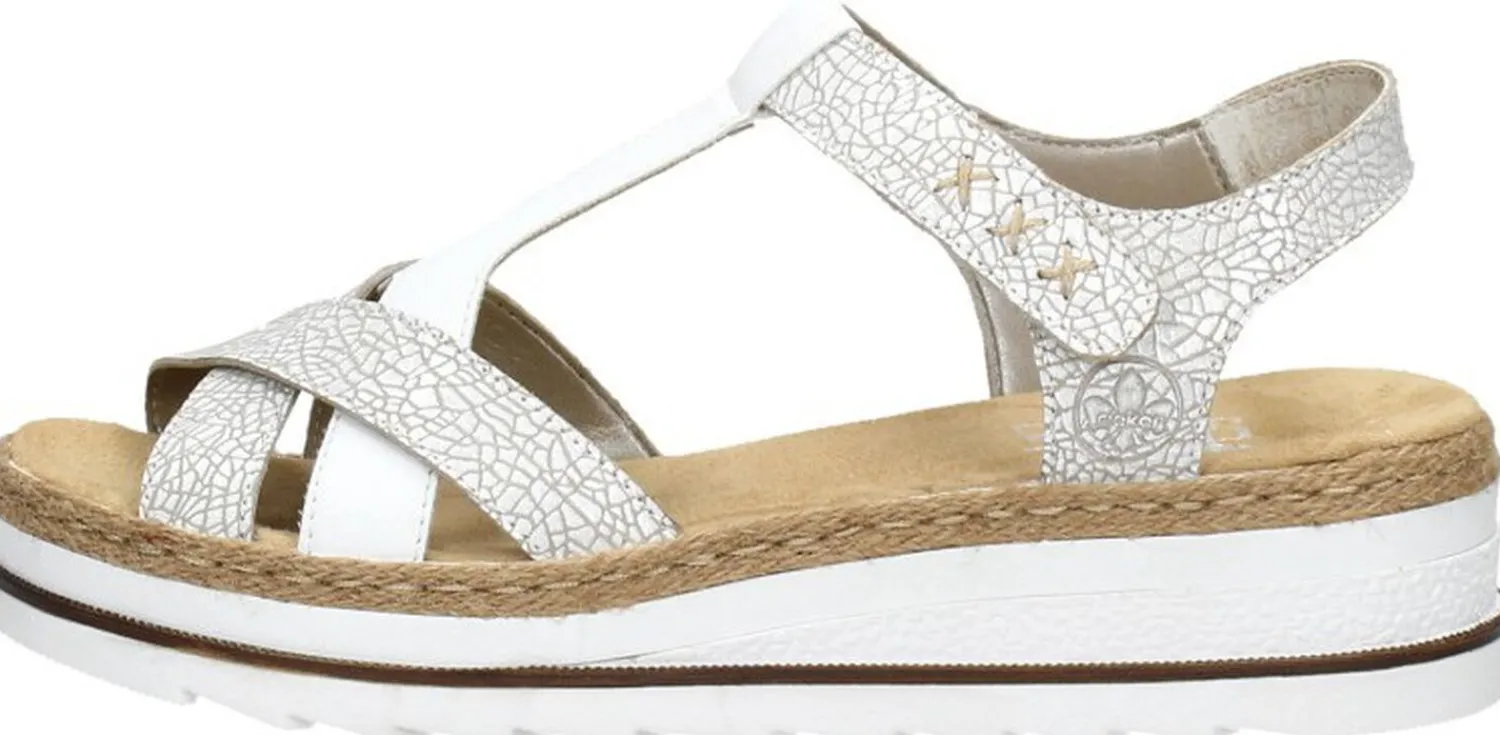 Rieker Sandalen Plat Wit Discount