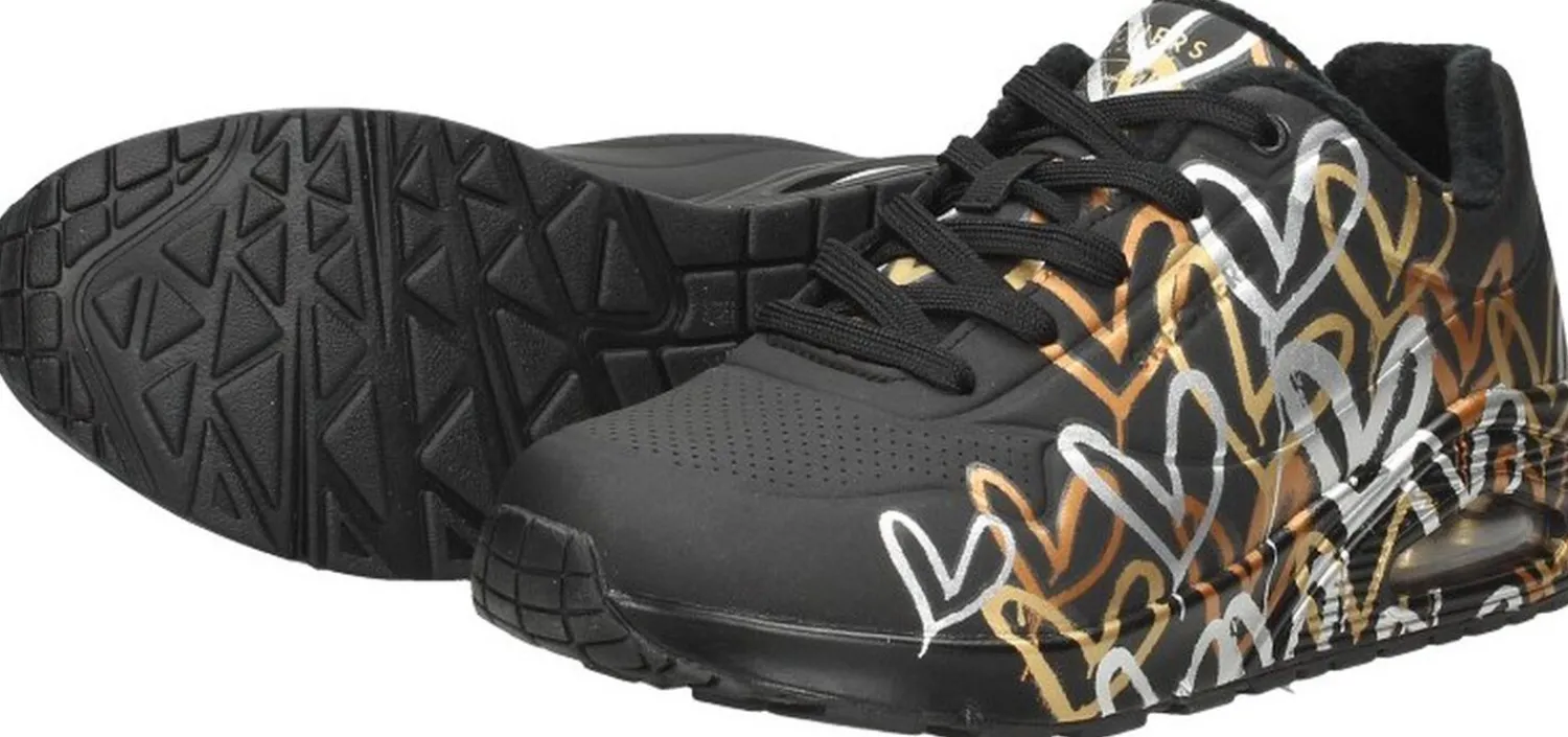 Skechers Uno Metallic Love Zwart Hot