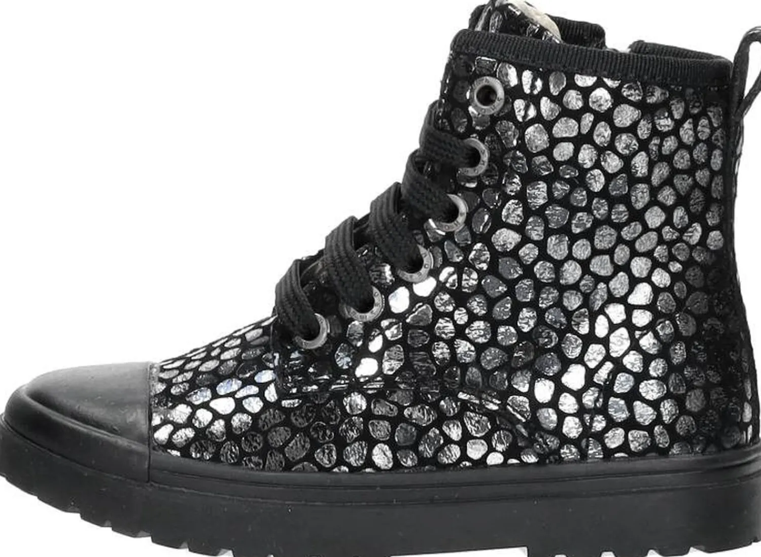 Shoesme Veterschoen hoog Zilverkleur New