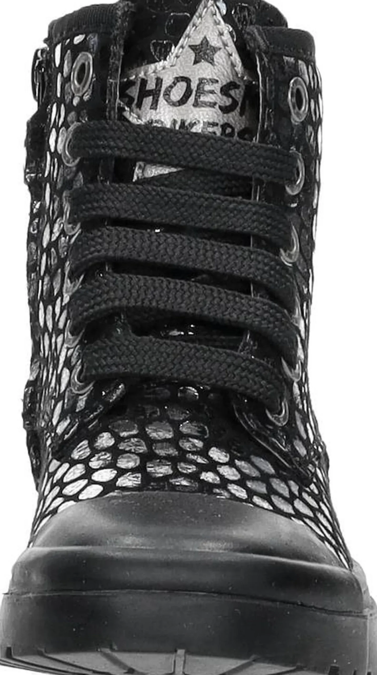 Shoesme Veterschoen hoog Zilverkleur New