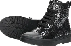 Shoesme Veterschoen hoog Zilverkleur New
