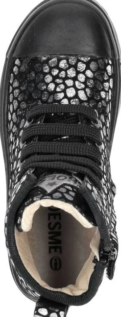 Shoesme Veterschoen hoog Zilverkleur New
