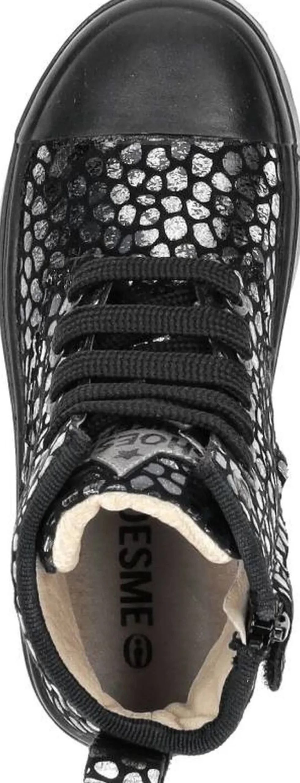 Shoesme Veterschoen hoog Zilverkleur New