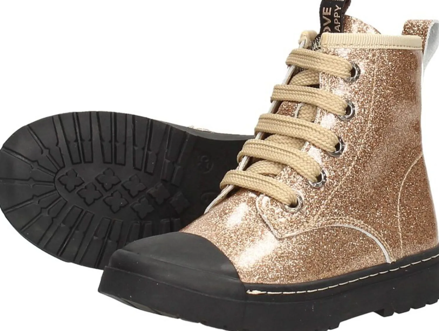 Shoesme Veterschoen hoog Goudkleur New