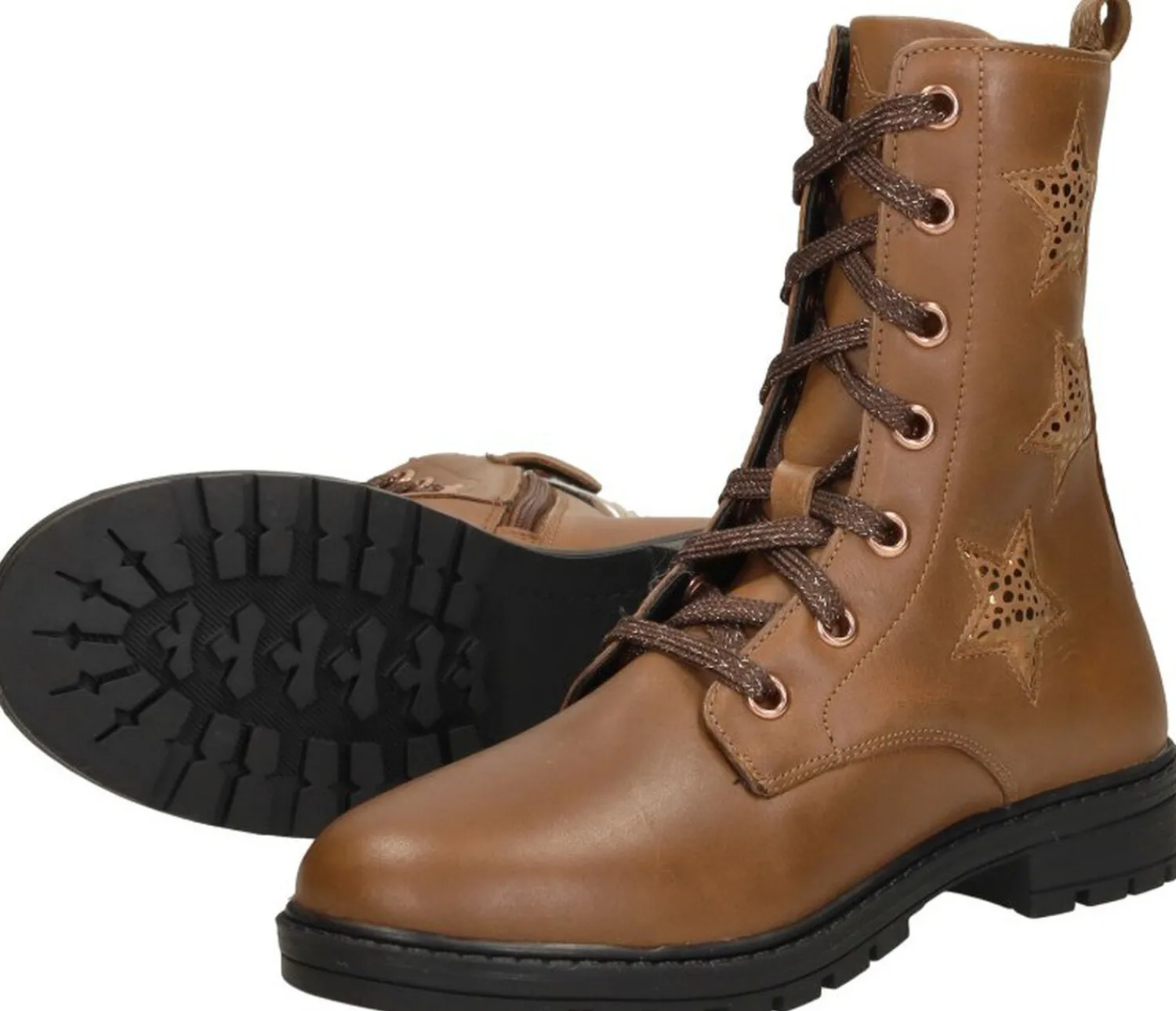 Keq Veterschoen hoog Cognac New