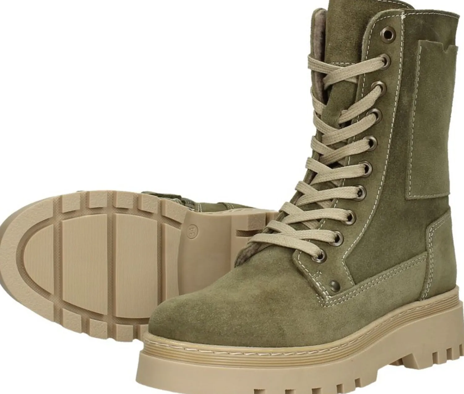 Sub55 Veterschoen hoog Groen Fashion