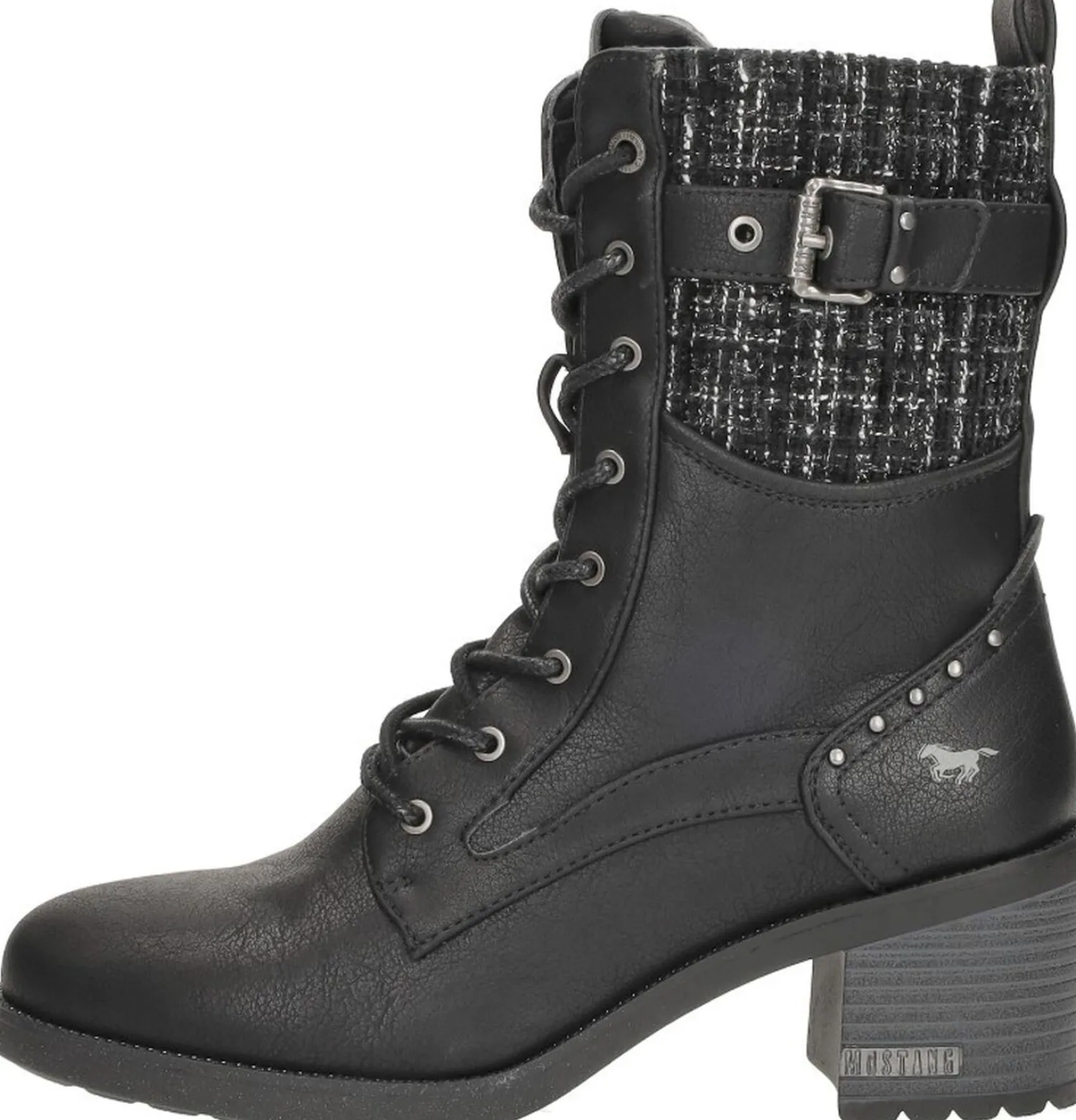 Mustang Veterschoenen Hak Zwart Sale