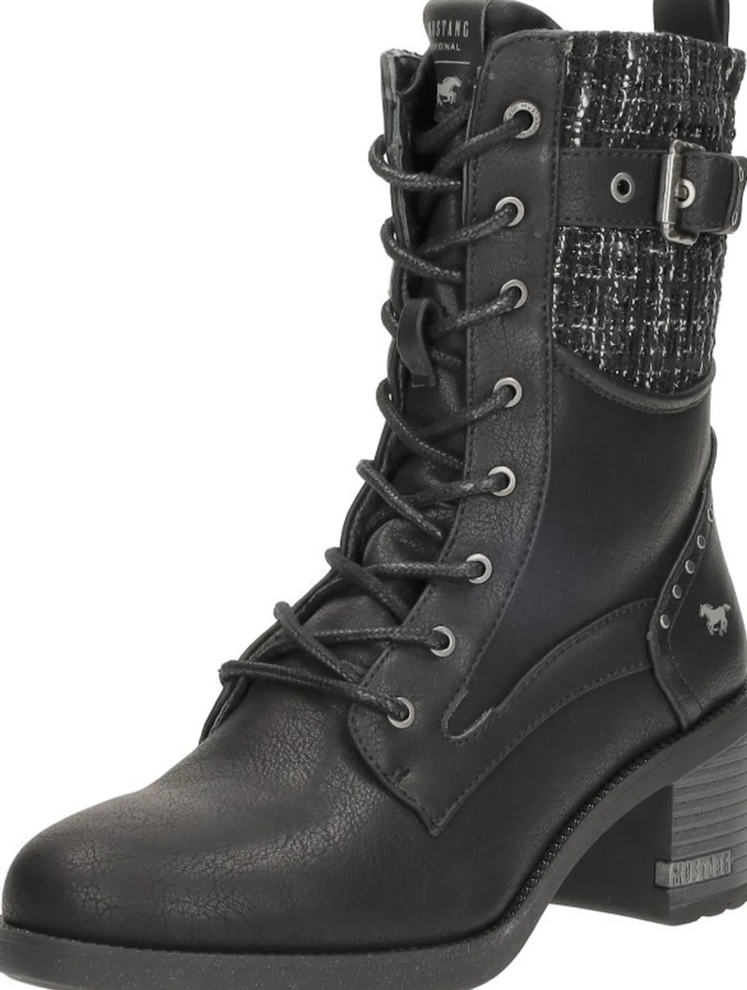 Mustang Veterschoenen Hak Zwart Sale
