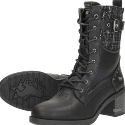 Mustang Veterschoenen Hak Zwart Sale