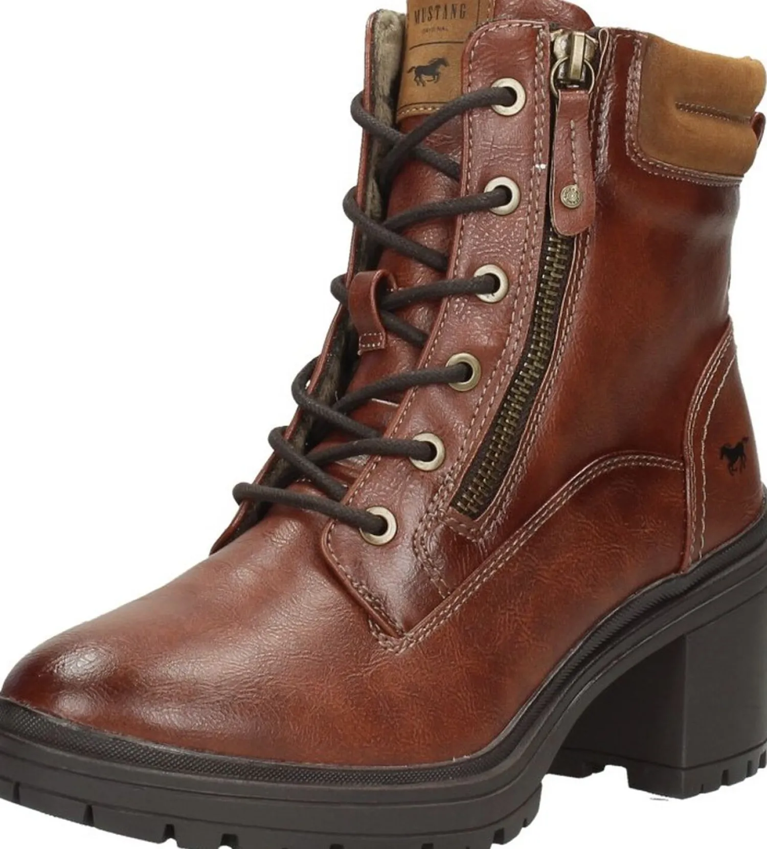 Mustang Veterschoenen Hak Cognac New