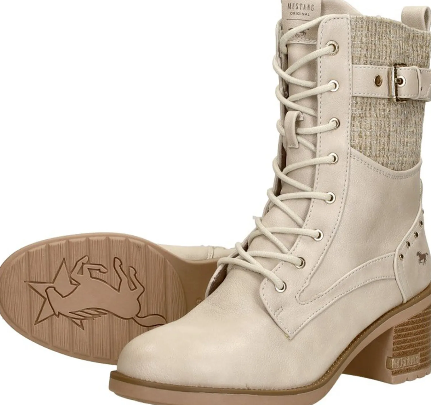 Mustang Veterschoenen Hak Gebroken wit Online