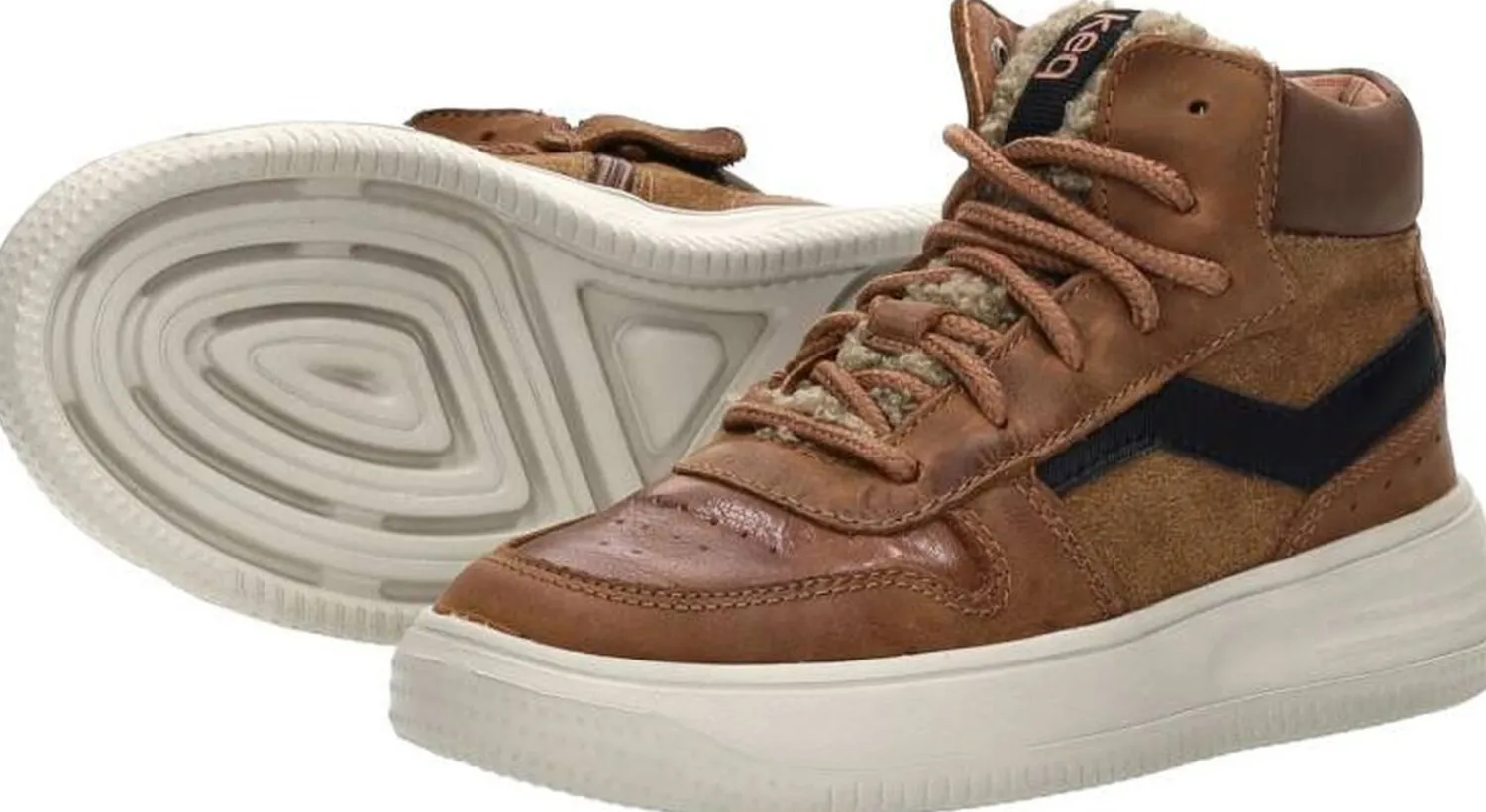 Keq Veterschoenen Hoog Cognac Fashion