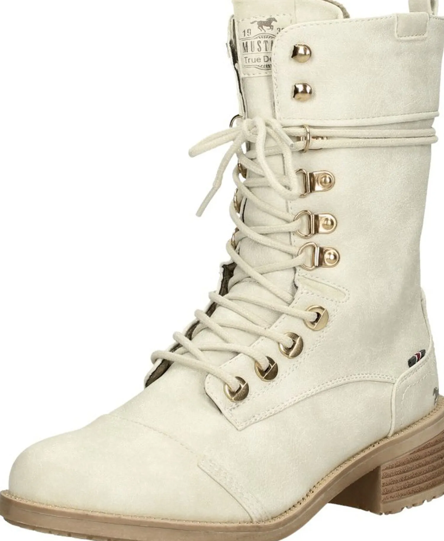 Mustang Veterschoenen Hoog Gebroken wit Outlet
