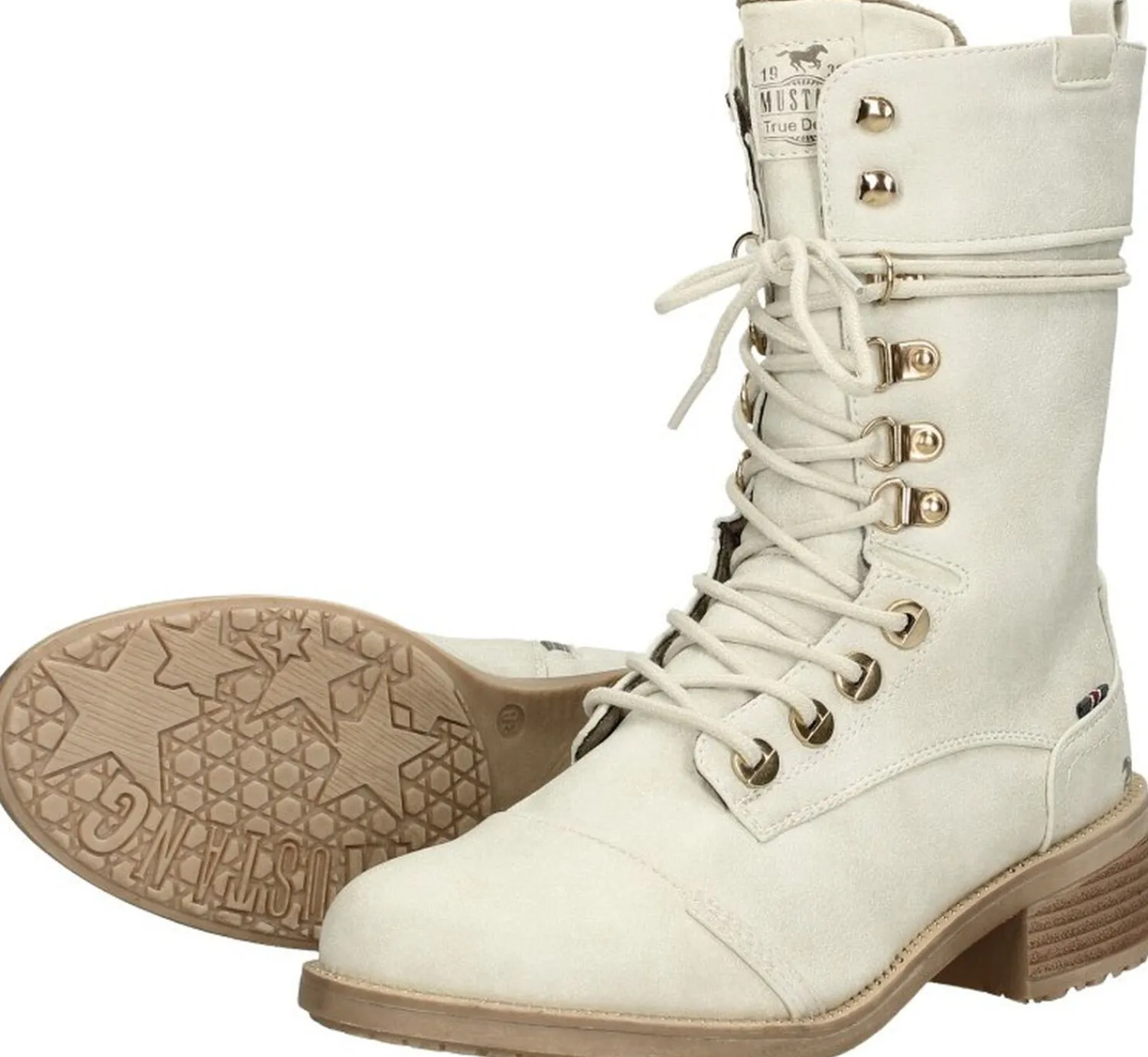 Mustang Veterschoenen Hoog Gebroken wit Outlet