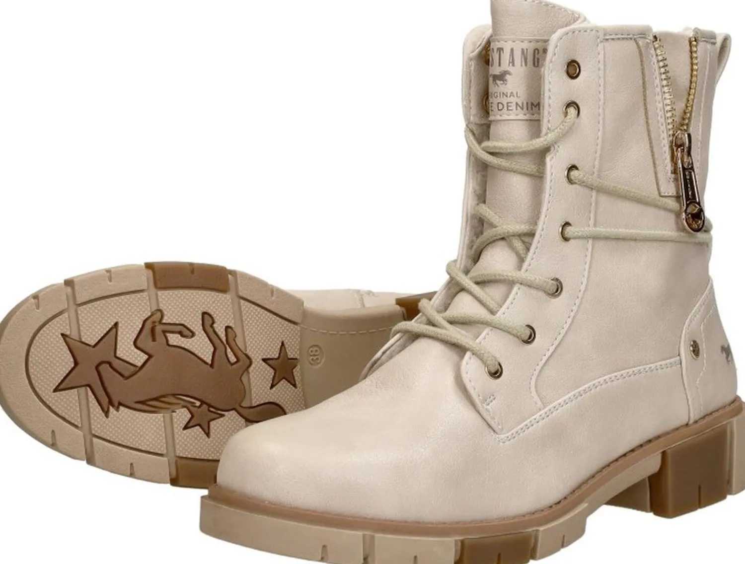 Mustang Veterschoenen Hoog Gebroken wit Fashion