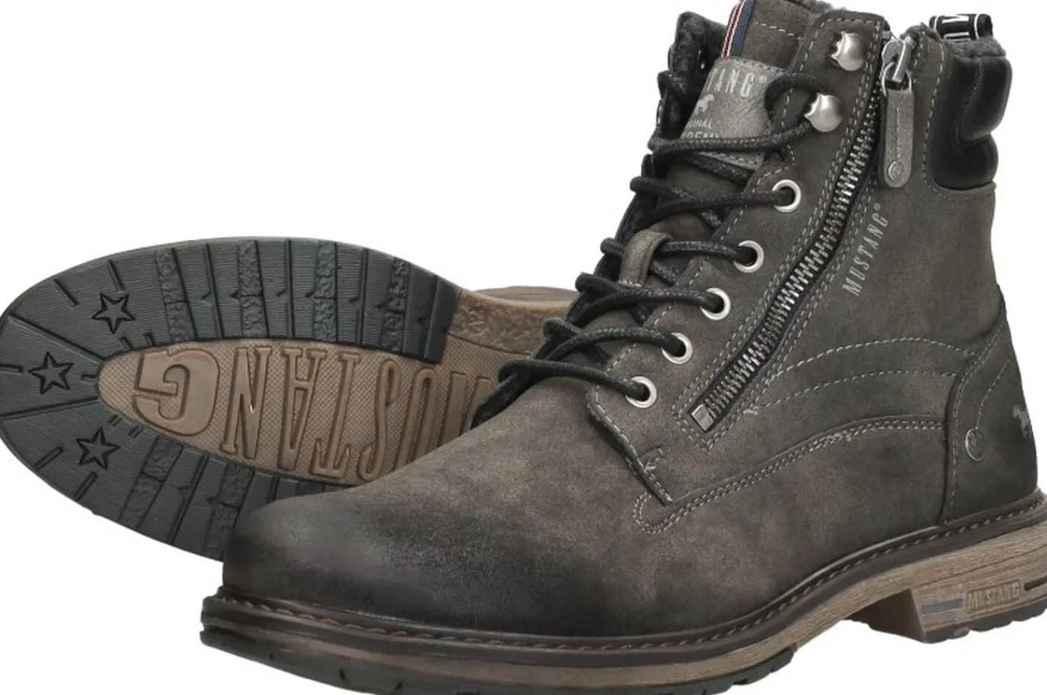 Mustang Veterschoenen Hoog Donkergrijs New
