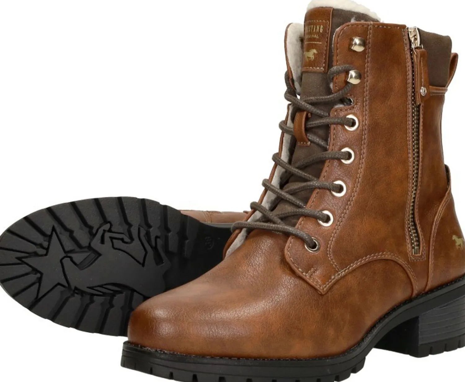 Mustang Veterschoenen Hoog Cognac Hot