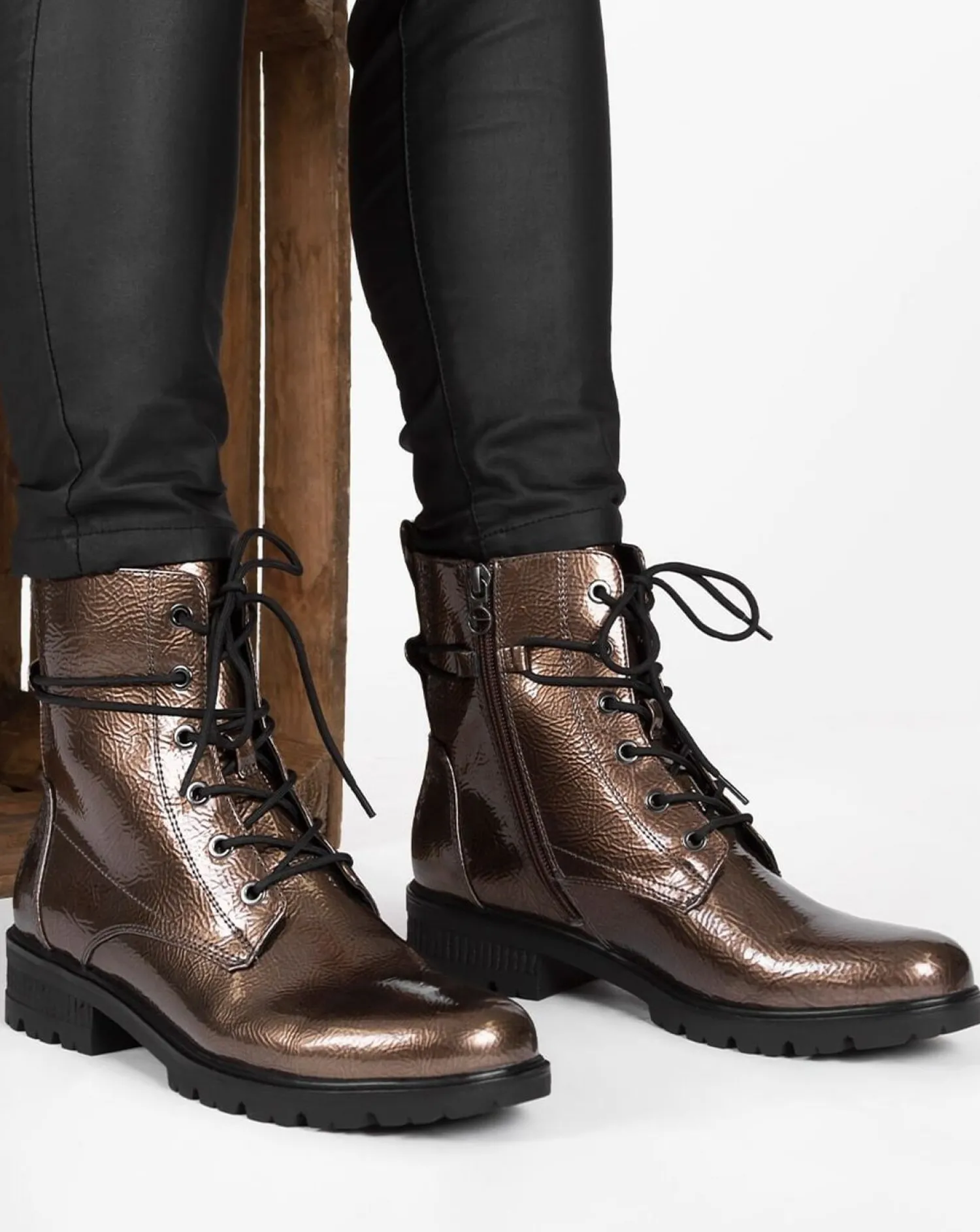Tamaris Veterschoenen Hoog Brons Clearance