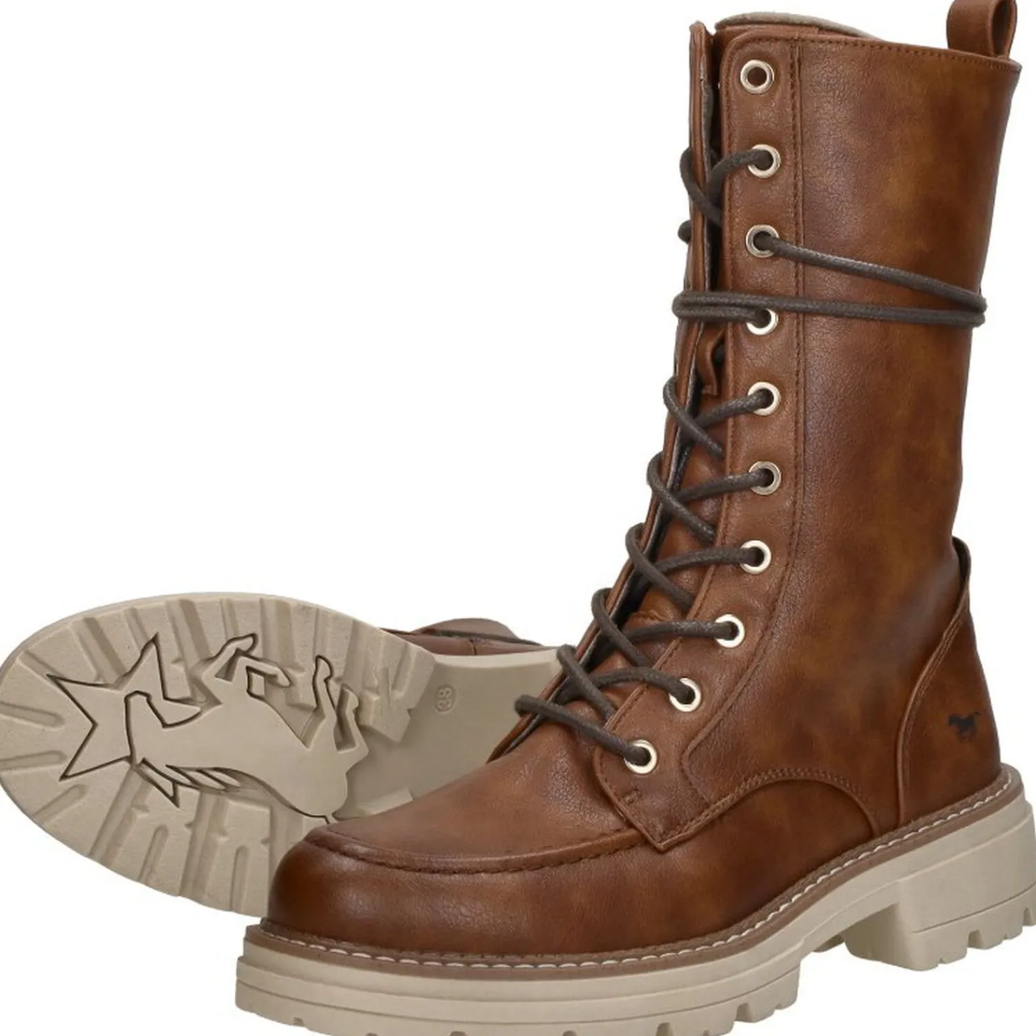 Mustang Veterschoenen Hoog Cognac Discount