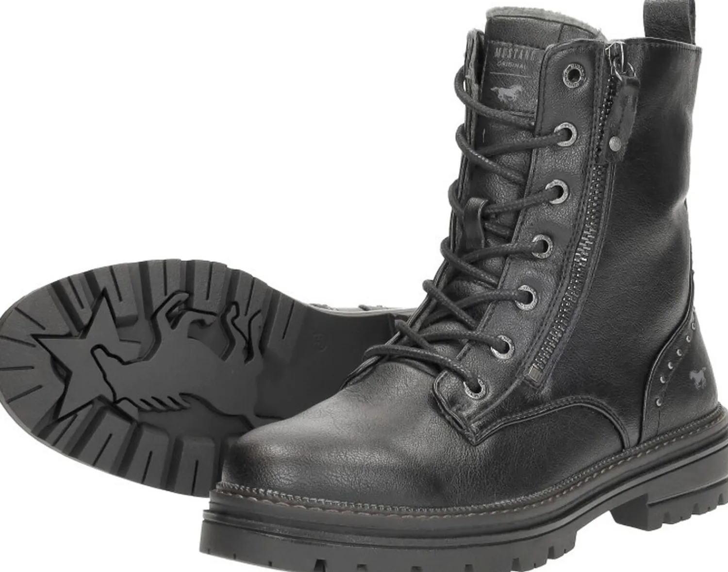 Mustang Veterschoenen Hoog Zwart Sale