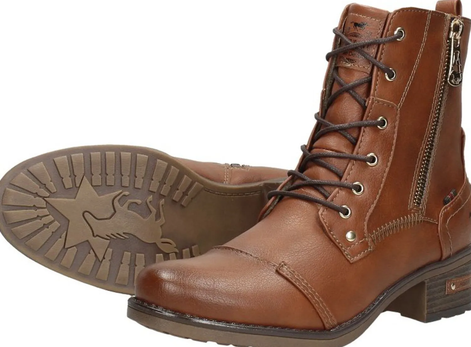 Mustang Veterschoenen Hoog Cognac New