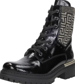 Rieker Veterschoenen Hoog Zwart lak New