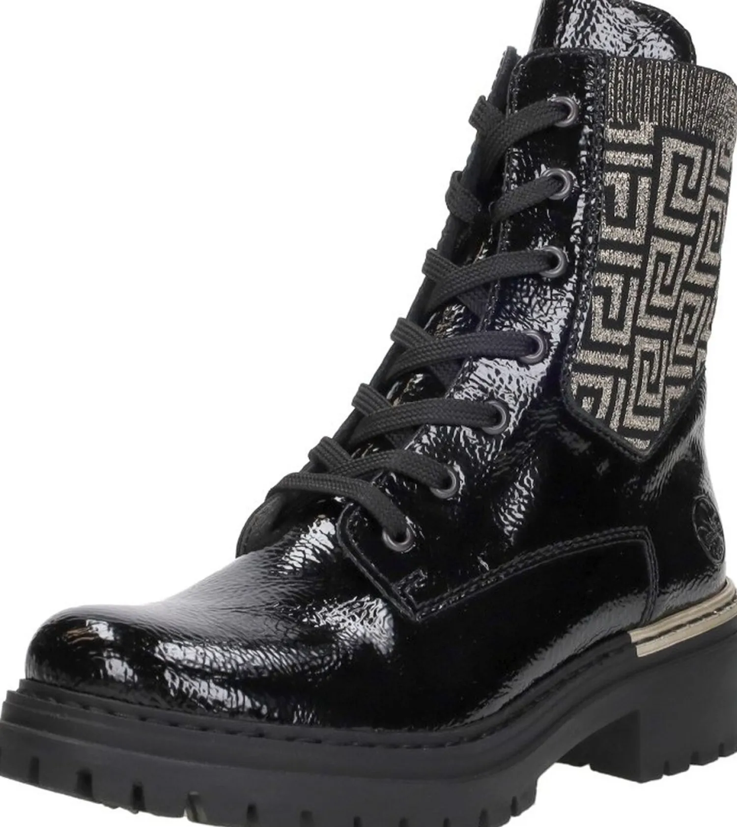 Rieker Veterschoenen Hoog Zwart lak New