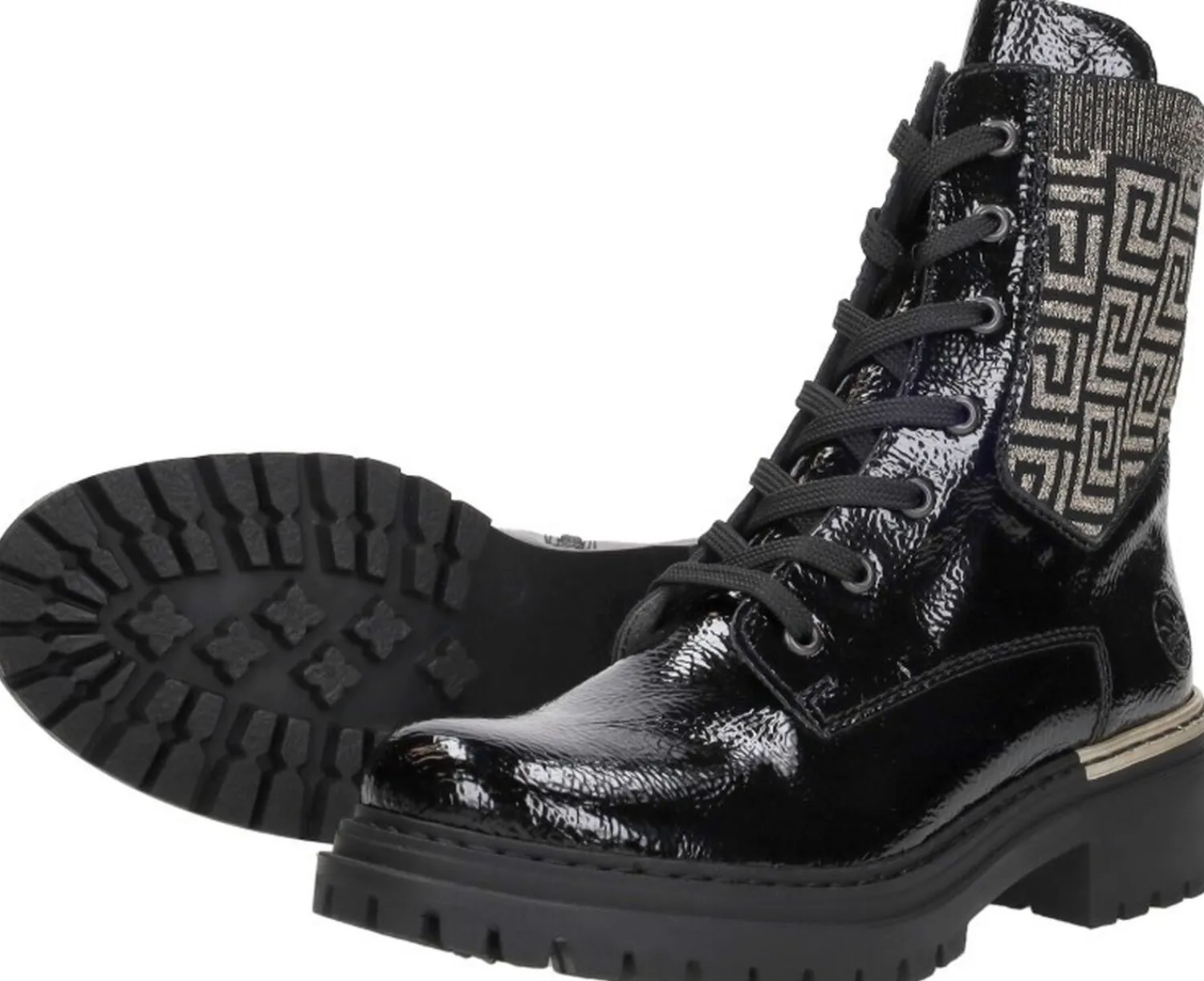 Rieker Veterschoenen Hoog Zwart lak New