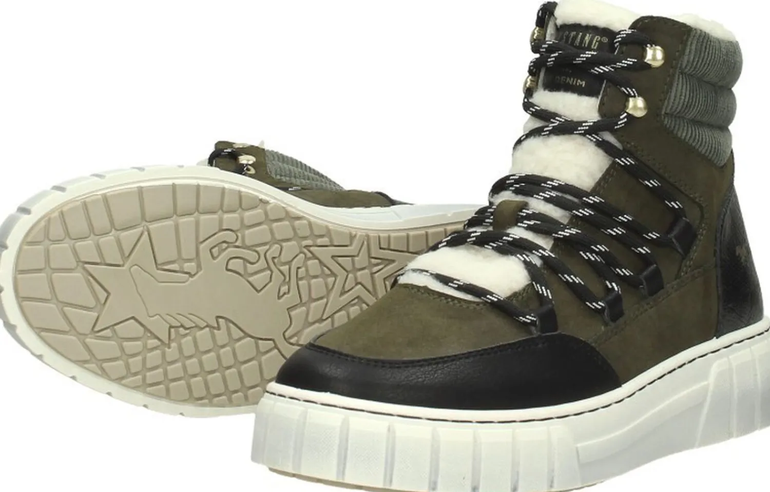 Mustang Veterschoenen Hoog Groen Clearance