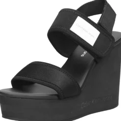 Calvin Klein Wedge Sandal Badge Zwart Discount