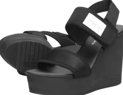 Calvin Klein Wedge Sandal Badge Zwart Discount