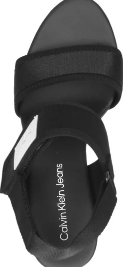 Calvin Klein Wedge Sandal Badge Zwart Discount